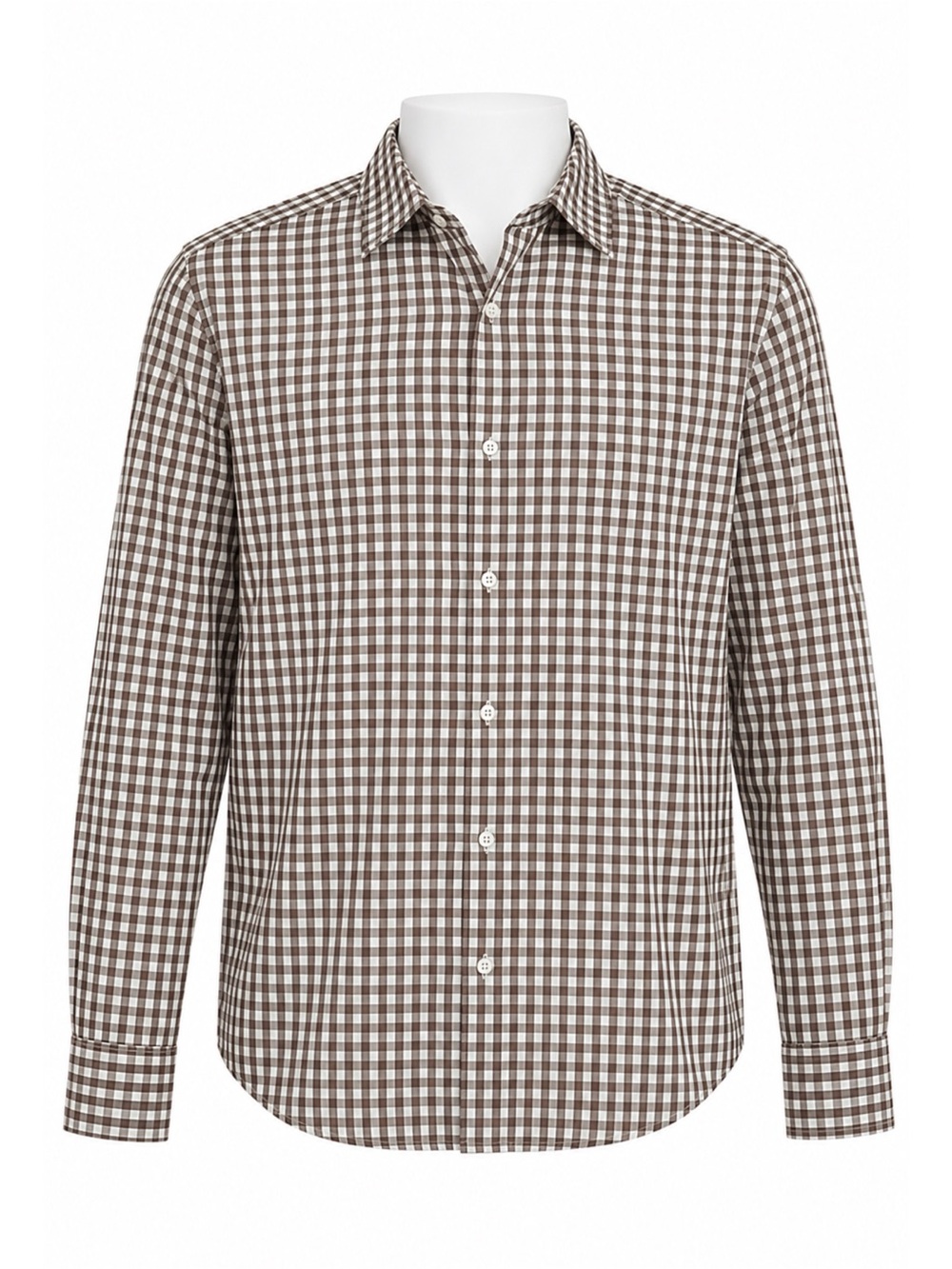 Size L Hugo Boss Men’s Brown Gingham Check Button-Up Shirt